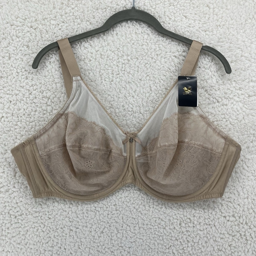 Wacoal Retro Chic Bra Womens 46D Beige Lace Full Coverage Underwire 855186